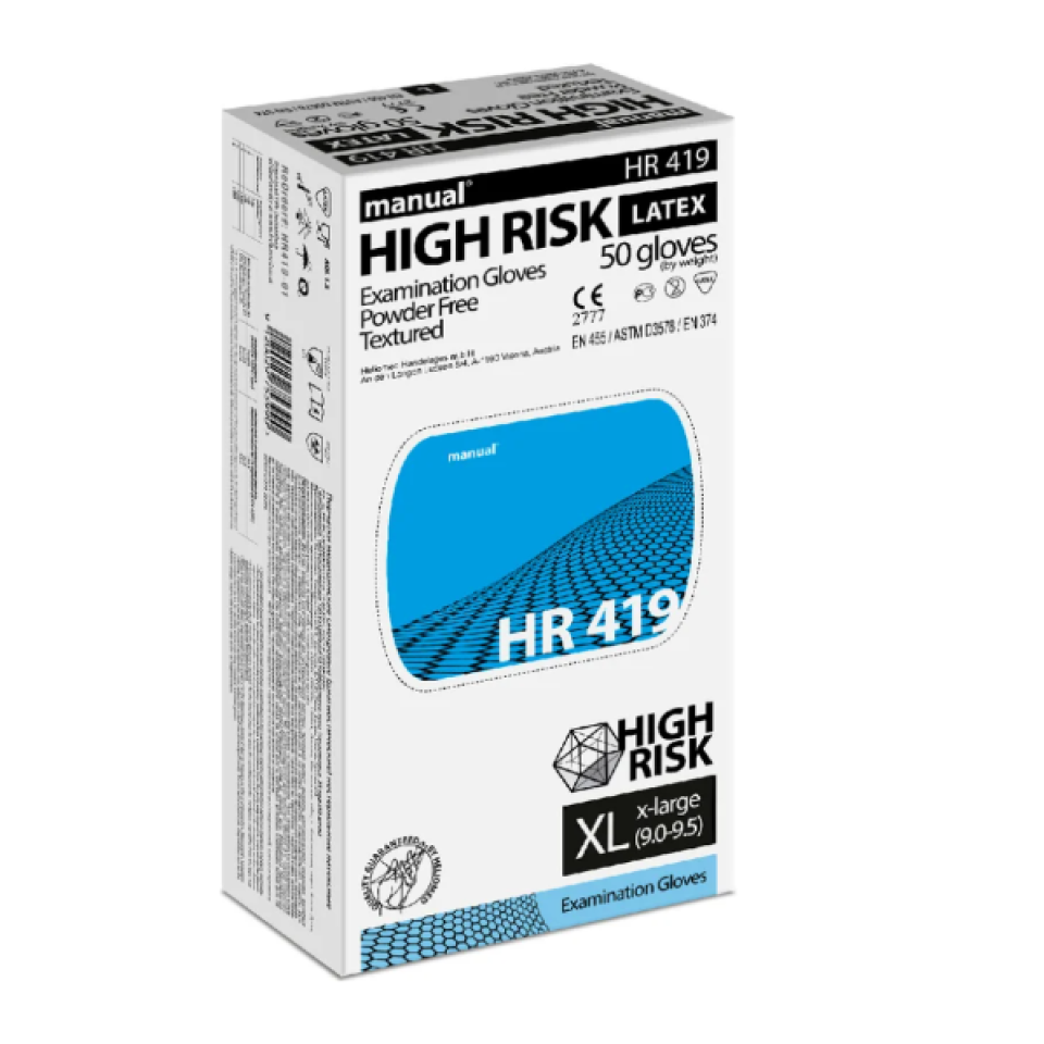 Латексные перчатки HIGH RISK 419 50 штук размер XL MANUAL